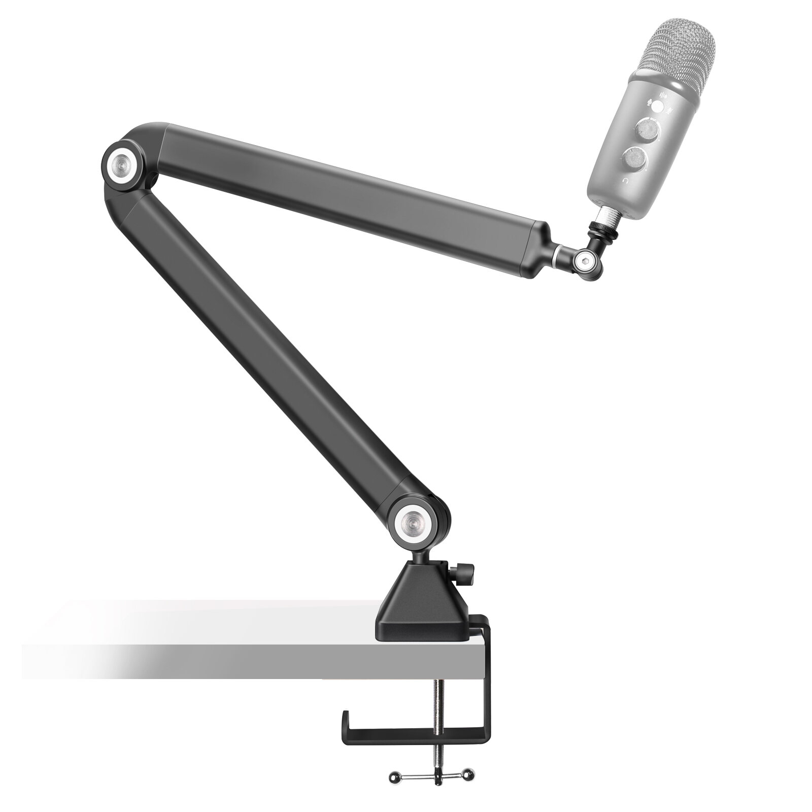 AFAITH Microphone Boom Arm Stand with Cable Management, Professional Heavy Duty Broadcast Mic Stand for Microphones