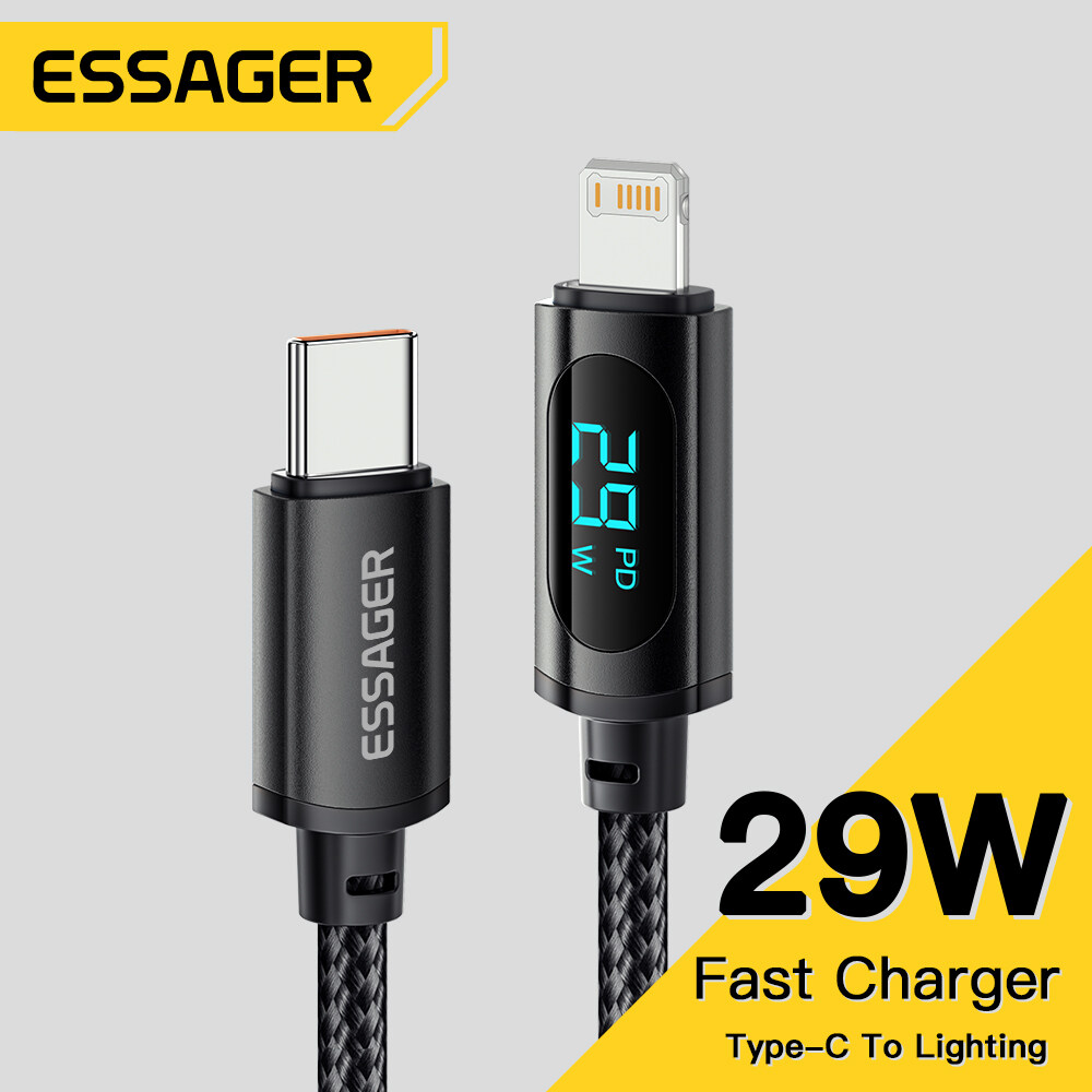 Essager PD 29W Type C To iP Type C Cable Digital Display QC PD Fast Charger Cable For iP 14 13 12 ProMax
