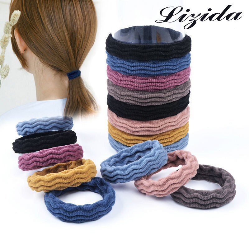 Lizida Korean Style Thick High Elastic Jointless Durable Headrope Hair Rope Elastic Leather Cover Hair Ring Random Color