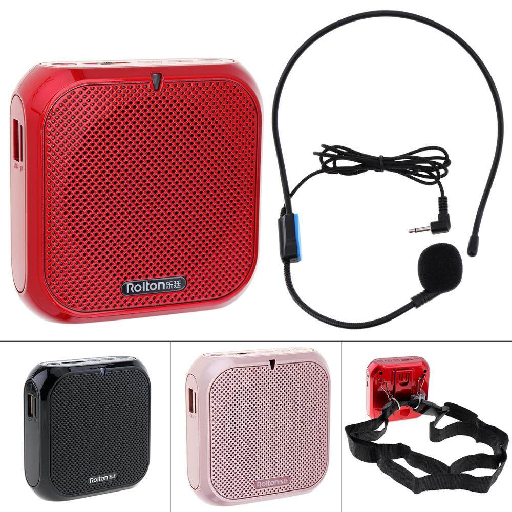 Rolton K400 Wired Mini Audio Speaker Megaphone Voice Amplifier Loudspeaker Microphone Waist Band Clip Support FM Radio TF MP3 for Teacher coach speech Training Shop selling