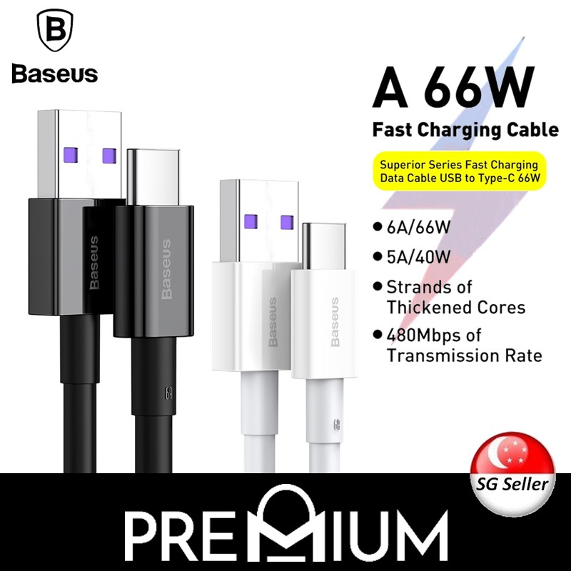BASEUS 66W 1M 2M Superior Series Fast Charging Data USB to Type C Cable Compatible with Samsung S22 S21 S20 Note 20 10 9 8 S10 Plus S8 S9 Huawei Oppo Xiaomi