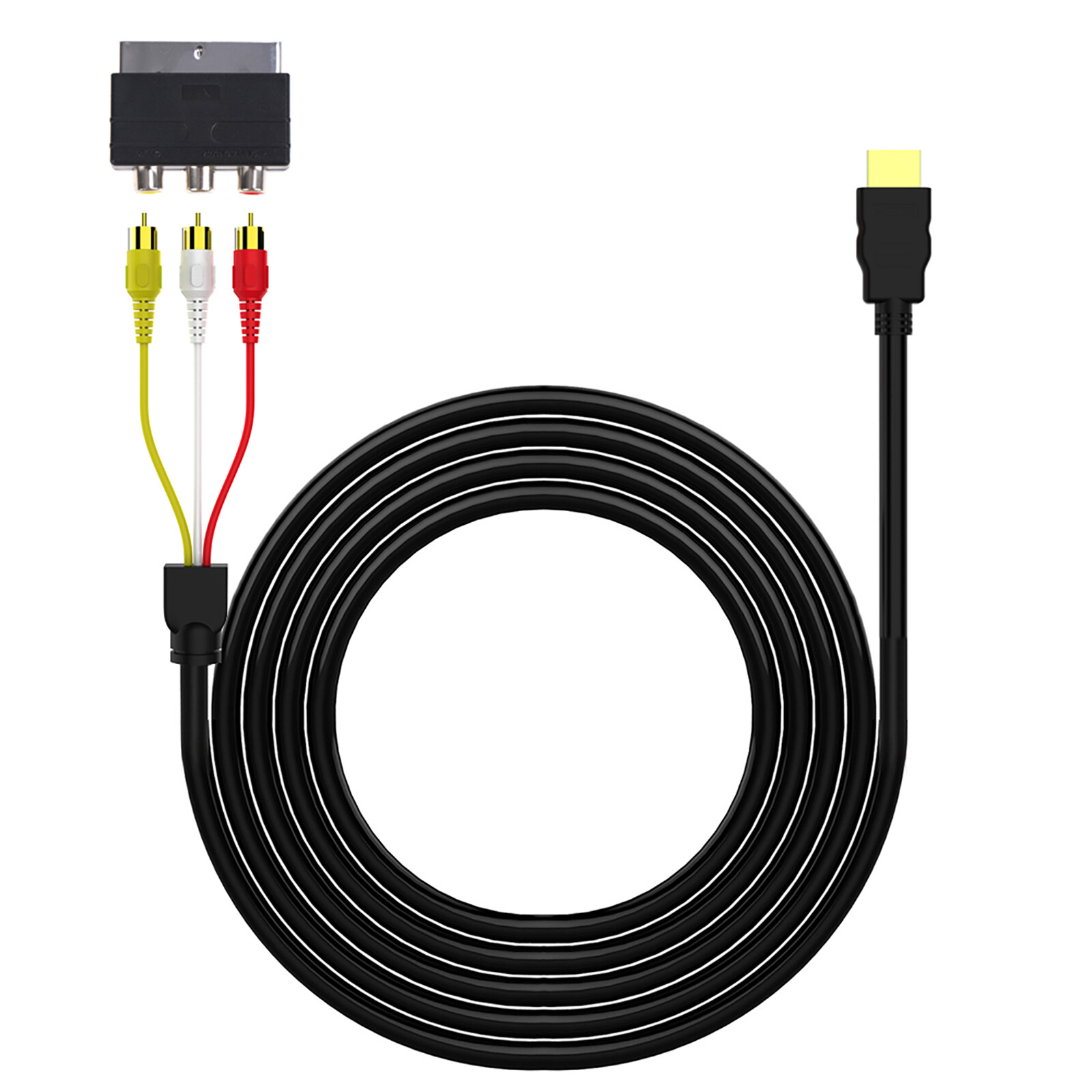 ZP 5v Portable Hd Video Hdmi-compatible To 3rca Av Scart Composite Converter Adapter Cable Cord For Home Theater System