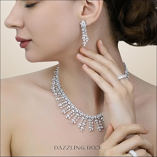 Dazzlingrock Collection 18K Solid White Gold Marquise with Pear & Round White Diamond Festoon Choker Necklace, Luxury Statement Jewelry for Women, 23.03 Cttw (E-F Color, VS1 Clarity, HRD Certified)