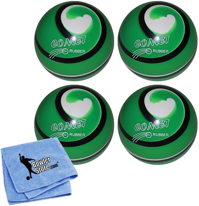 EPCO Candlepin Bowling Balls - Comet Rubber - Green with Black & White (4 1/2 inch- 2lbs. 6oz.) 4 Balls