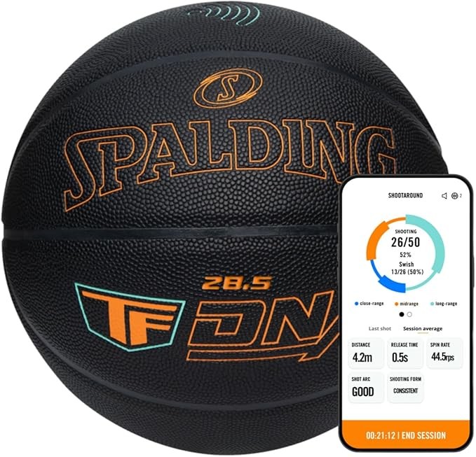 Spalding TF DNA Smart Basketball + 1 Yr App Subscription Bundle I iOS and Android Compatible I All Surface Material